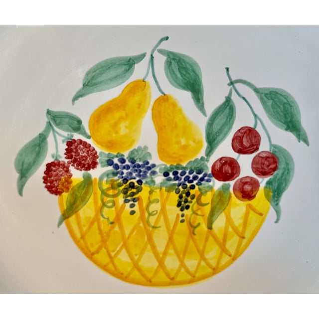 Serving Bowl Fruit Bouquet Mesa International 15" Hand Painted Italy Fruits & Polka Dots For Sale - Image 4 of 5