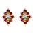 Ruby Cluster Vintage Style Earrings 10k Yellow Gold, 2 Pieces For Sale