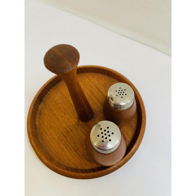 Swedish Salt and Pepper Set in Teak by K. Holmberg, 1960s, Set of 3, in Good conditions. Designed 1960 to 1969 This piece...