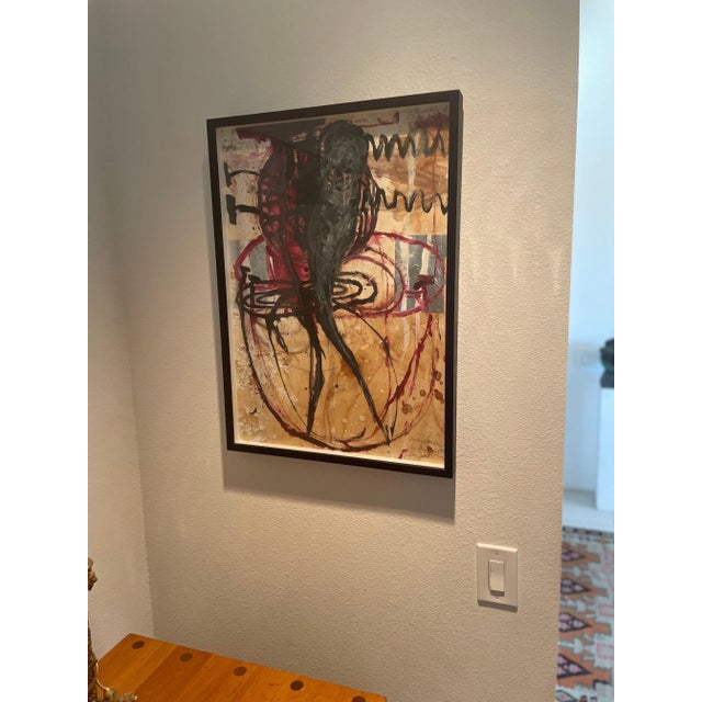 Peter Below Artist Peter Below 1990s Abstract Mixed Media Painting Framed, 28.5” X 20.5” For Sale - Image 4 of 7