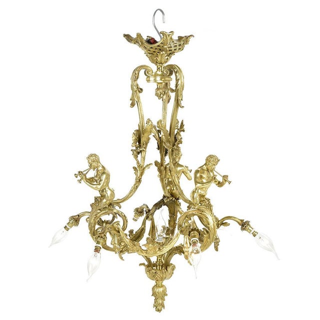 Antique Chandelier in Gilded Bronze from Mottheau For Sale - Image 11 of 11
