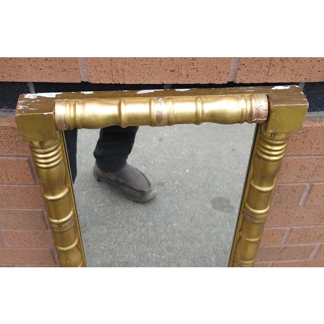 American 19th C. James Todd Looking Glass Empire Classical Giltwood Trumeau Mirror For Sale - Image 3 of 7