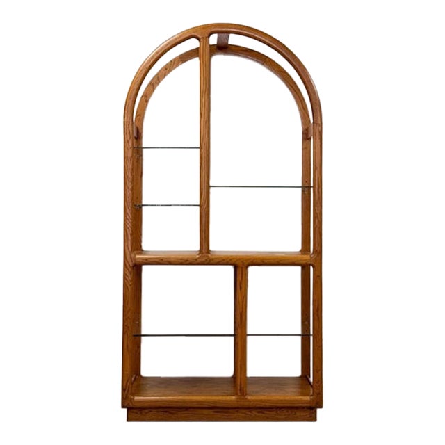 Danish MCM Bentwood Display Shelf Glass Shelves Vintage Etagere Bookcase For Sale