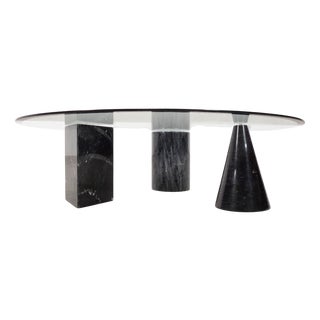 Vintage Italian Marble and Glass Coffee Table, 1970s For Sale