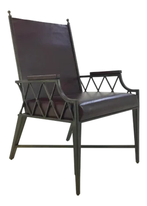 Global Views Modern Brown Saddle Leather and Metal Corset Lounge Chair