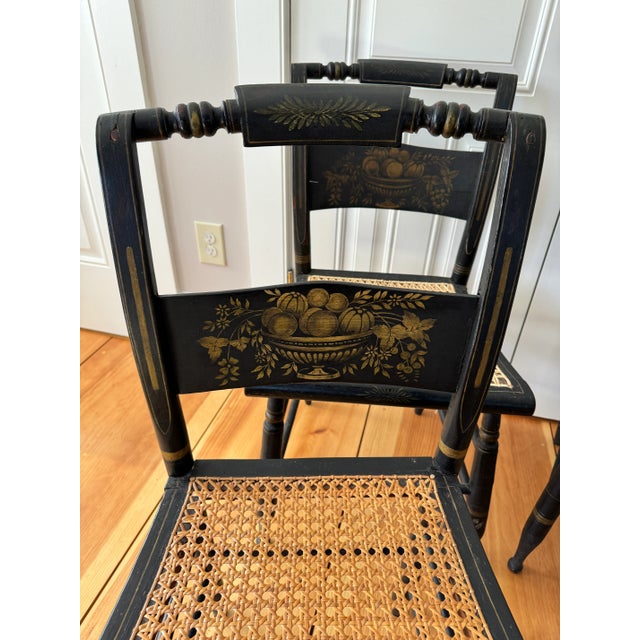 Set of (4) antique Hitchcock Federal style side chairs/dining chairs. Caned seats, all in great condition. From a...