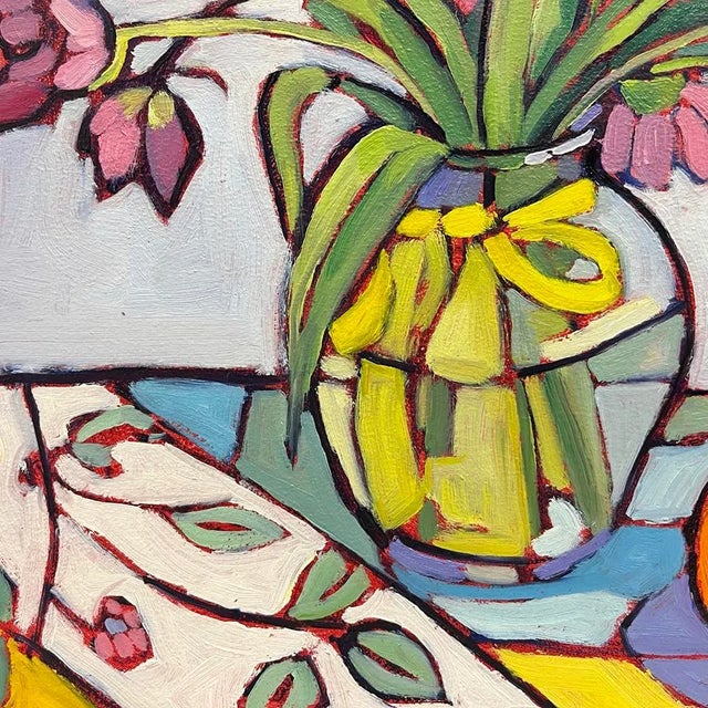 "A Passion for Tulips" Floral Modern Still Life Oil Paintng With Lemons For Sale In New York - Image 6 of 6
