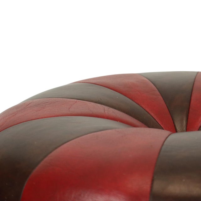 Textile Vintage Round Pouf in Two-Tone Skai, 1960s For Sale - Image 7 of 12