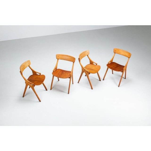 Wood Dining Chairs in Teak by Arne Hovmand Olsen for Mogens Kold, Denmark, 1959, Set of 4 For Sale - Image 7 of 17