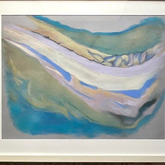 Vintage 1980s Signed Original Abstract Pastel on Paper Painting For Sale - Image 13 of 14