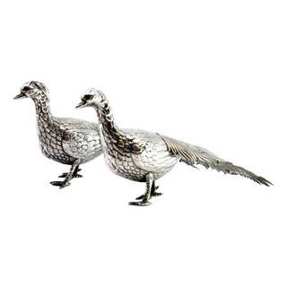 Couple of Silver Peacocks with Reliefs and Applications, Set of 2 For Sale