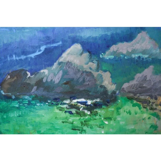 Plein air oil study of a bay near fosca costa brava spain artist name: jackson approx date: 21st century board size: h 30...