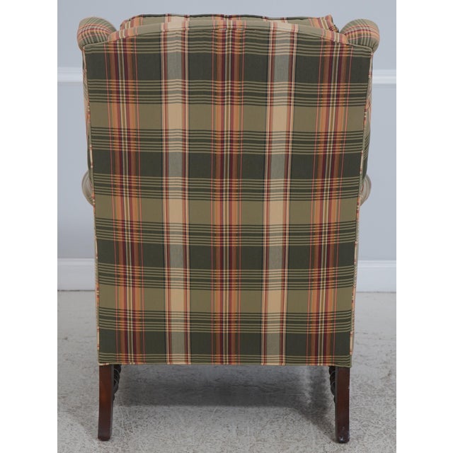 Southwood & Co. Southwood Plaid Upholstered Country Wing Chair & Ottoman For Sale - Image 4 of 18