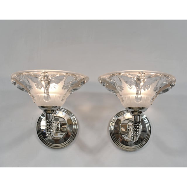 Jean Boris Lacroix Pair of French Art Deco Wall Sconces by Boris Lacroix 1930s France - Two Pair Available For Sale - Image 4 of 16