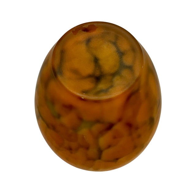 Glass Vintage Tarnowiec Frosted Orange Feather Vase For Sale - Image 7 of 8