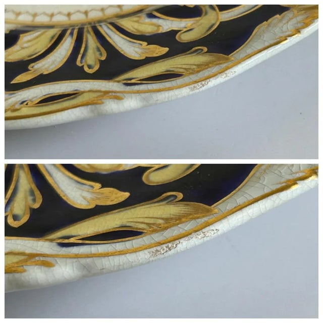 Set of 4 Antique English Staffordshire Cobalt & Gold Porcelain Dinner Plates, 19th Century For Sale - Image 11 of 12