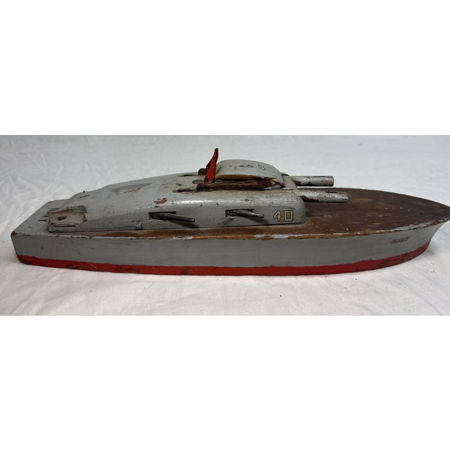 Vintage 1940s Handmade Wood Keystone Manufacturing Company Usn Battleship Model For Sale - Image 13 of 13