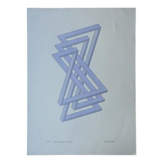 Oscar Reutersvärd, Impossible Figures, Perspective Japonaise No 331, Color Lithograph on Fabriano Paper, 1970s For Sale