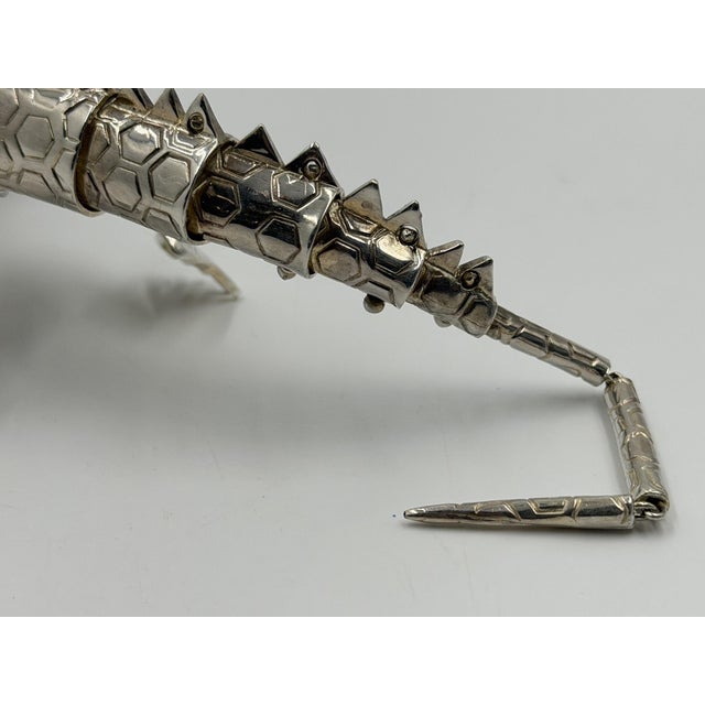 Emilia Castillo Articulated Silver-Plated Brass Lizard Sculpture, Mexico 1980's For Sale - Image 12 of 18
