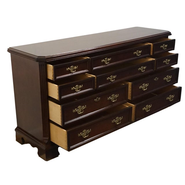 Late 20th Century Bassett Furniture Eden House Collection Solid Cherry Traditional Style 66" Double Dresser 2083-0237 For Sale - Image 5 of 12