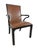 Vintage Baker Furniture Brown Leather & Ebonized Wood Armchair For Sale - Image 12 of 17