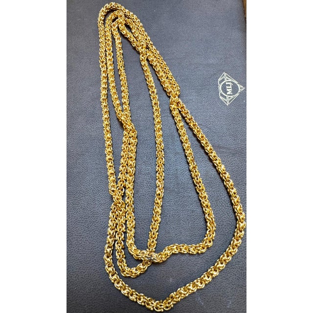 Vintage 85 Gm 18 Karat Yellow Gold Handmade Chain 52 Inch Unique Opera Length For Sale In New York - Image 6 of 18