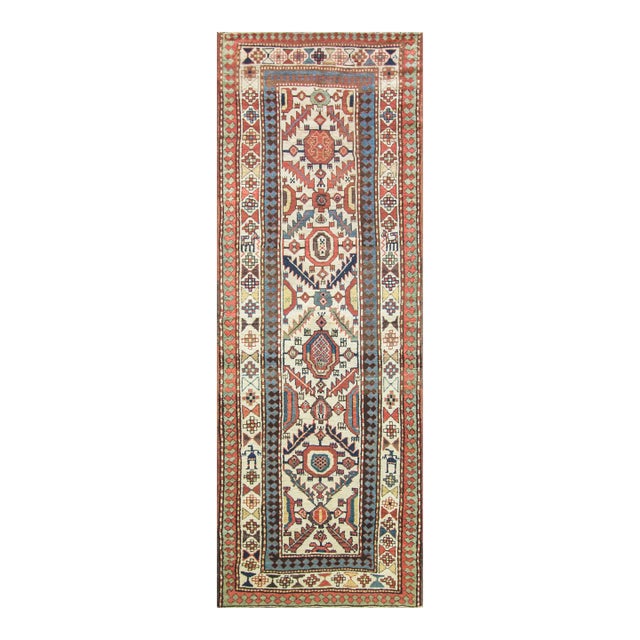 Antique Kazak/ Caucasian Runner, 3'10" X 11'1" For Sale