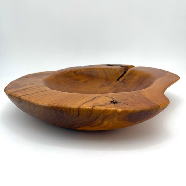 Brown Natural Teak Large Decorative Bowl For Sale - Image 8 of 12