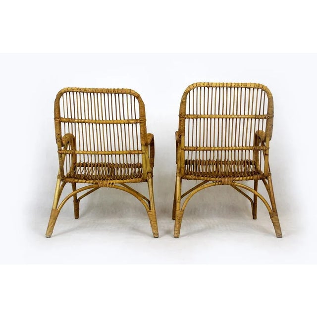 Rattan Armchairs, Table and Stool, 1960s, Set of 4 For Sale - Image 3 of 18