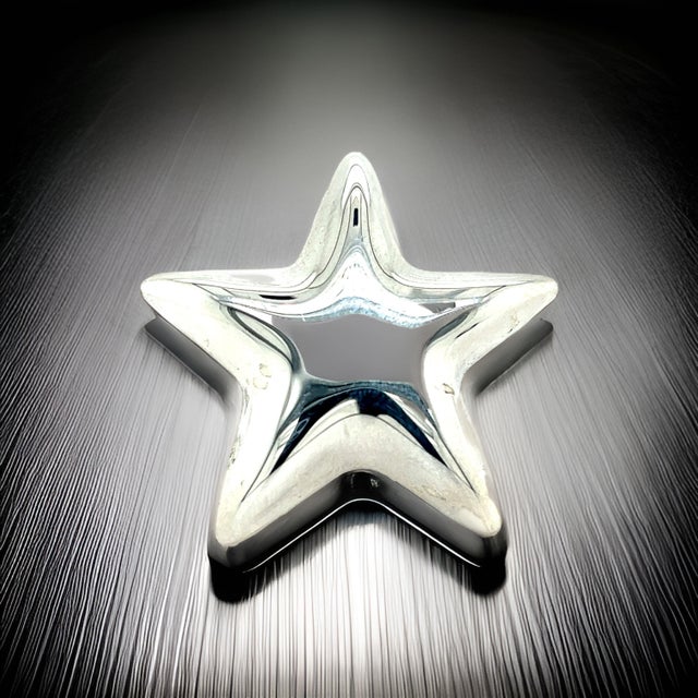 1990s Tiffany & Co Estate Puffed Star Brooch Sterling Silver For Sale - Image 9 of 9
