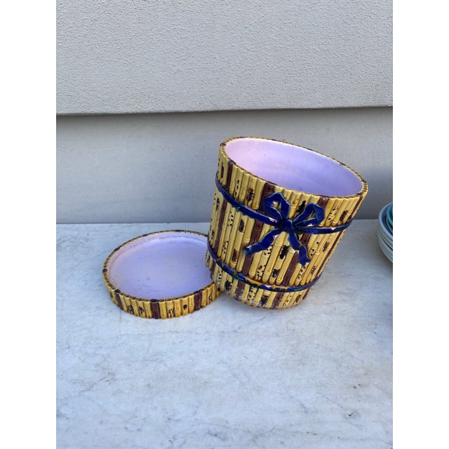 Late 19th Century 19th Century Victorian Majolica Bamboo Cachepot Minton For Sale - Image 5 of 10