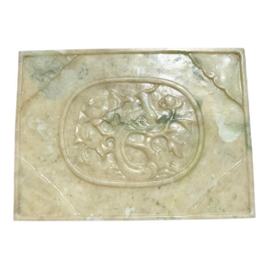 Antique Chinese Nephrite Jade Art Nouveau Box 1920 Natural Green Jewelry Trinket