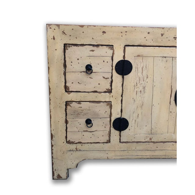 Asian Ming Style Distressed Yellow Buffet For Sale In New York - Image 6 of 11