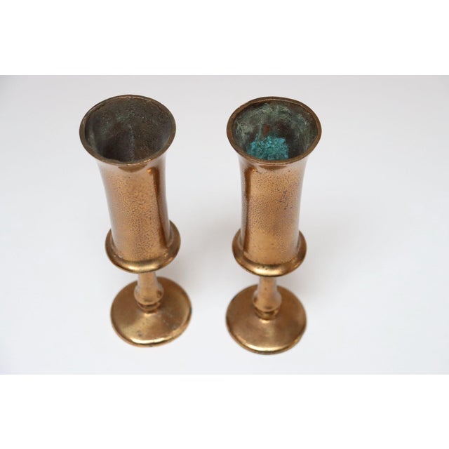 Pair of Vintage Arts and Crafts Style Copper Goblets / Bud Vases For Sale - Image 4 of 12