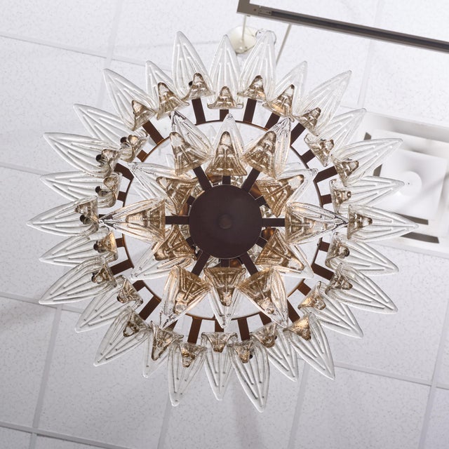 Venetian Glass, Cristal’s Antico Leaf Chandelier by Barovier, Murano, Italy For Sale - Image 9 of 9