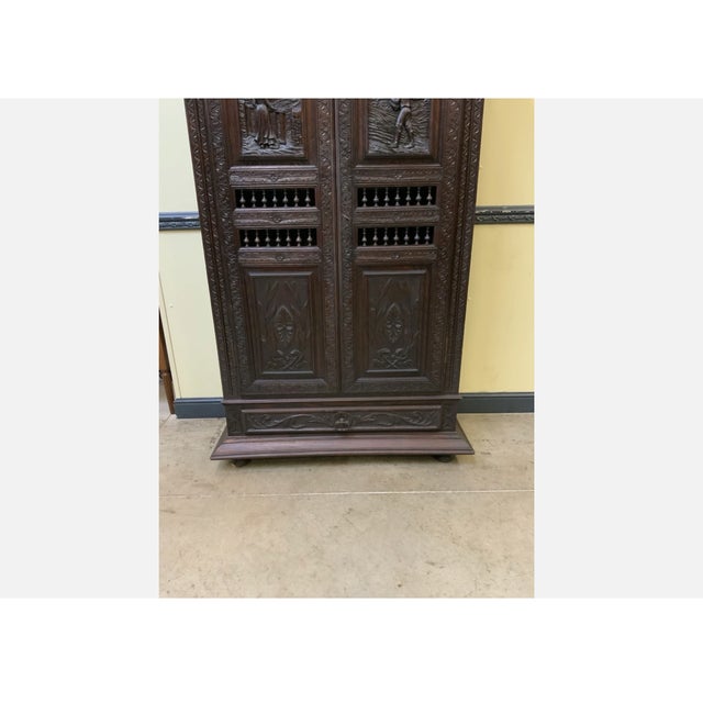 Wood Antique Breton China Cabinet, 1880 For Sale - Image 7 of 11