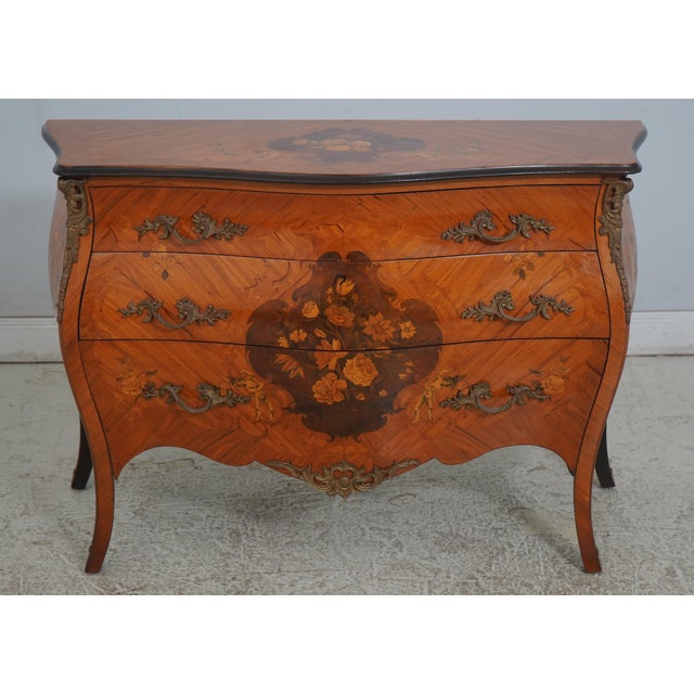 Age: Approx: 60 Years Old Details: Bronze Hardware & Ormolu Mounts Possibly Italian Made Bombe Nice Vintage Chest...