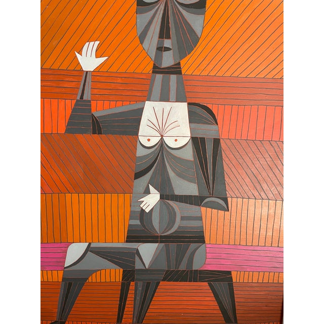 Framed oil on Masonite painting, seated Figure, signed upper right Bernique Longley.