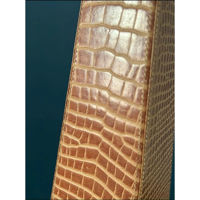 Vintage Faux Croc Obelisk Set | Light Brown Brass Decor For Sale - Image 15 of 16