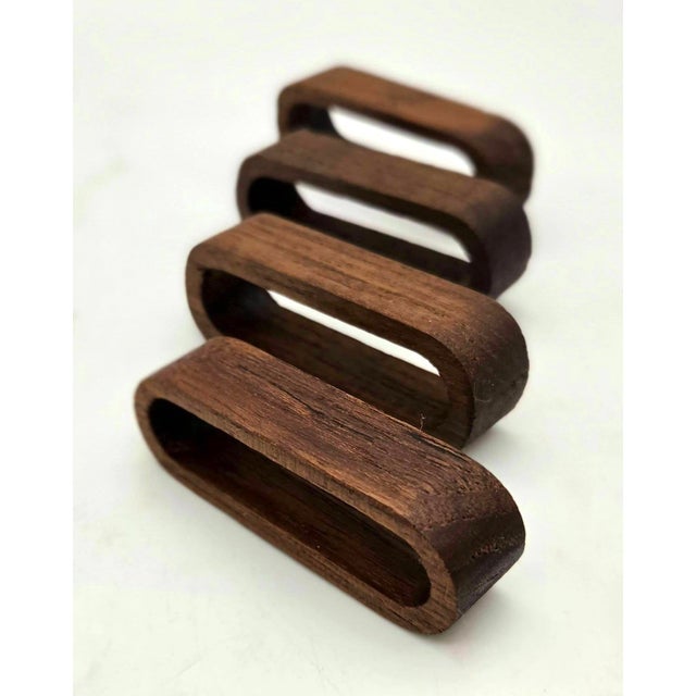 1960s 1960s Danish Modern Teak Wood Napkin Rings, Set of 4 For Sale - Image 5 of 9