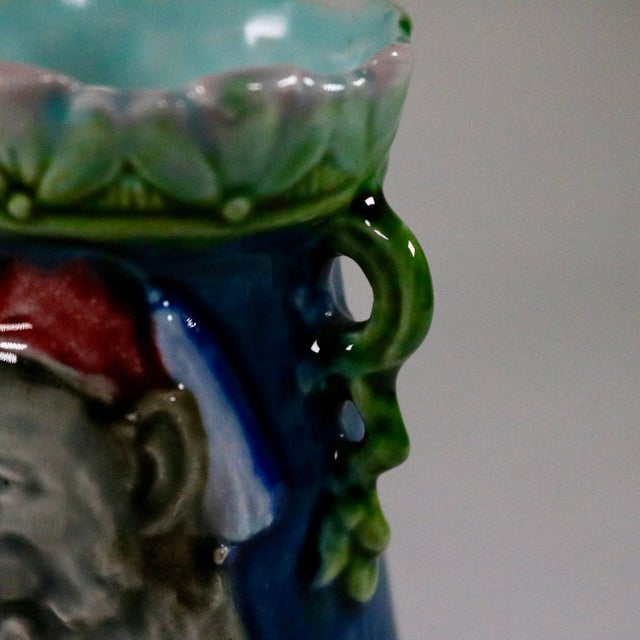 Antique Majolica Monkey Bulb Vase For Sale - Image 11 of 13