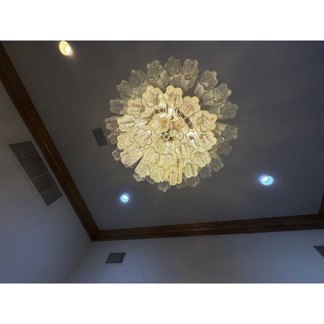 Glass Vintage Mid Century Modern Italian Murano Style Glass Chandelier For Sale - Image 7 of 9
