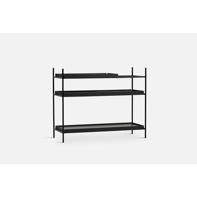 Low black oak tray shelf by hanne willmann materials: metal, oak. Dimensions: d 40 x w 100 x h 81 cm also available in...