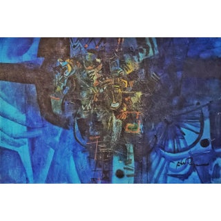 Mid-Century Abstract Oil on Canvas of a Horse and Rider (Signed) For Sale