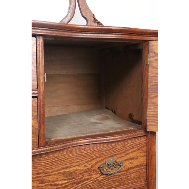 Brown 1900s Victorian Oak Serpentine Bonnet Dresser For Sale - Image 8 of 16