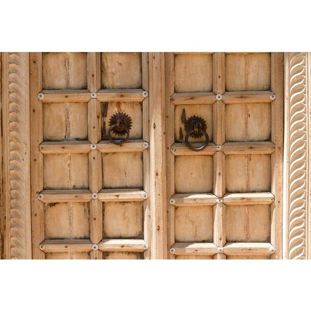19th Century Massive Heavily Carved Antique Thar Desert Entrance Door For Sale - Image 5 of 16