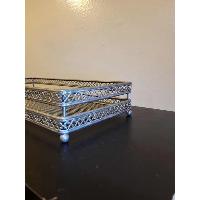 Art Deco Vintage Art Deco Footed Filigree Serving Tray For Sale - Image 3 of 10