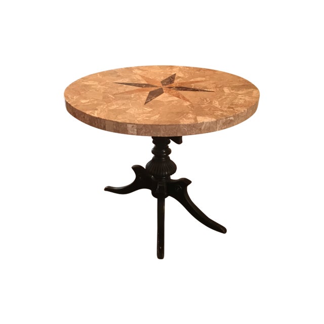 1950s French Ebony Wood and Inlaid Marble Pedestal Table For Sale In New York - Image 6 of 6