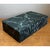 This vintage lidded box is a sleek, low-profile object finished in a dramatic faux-marble treatment that reads as deep...