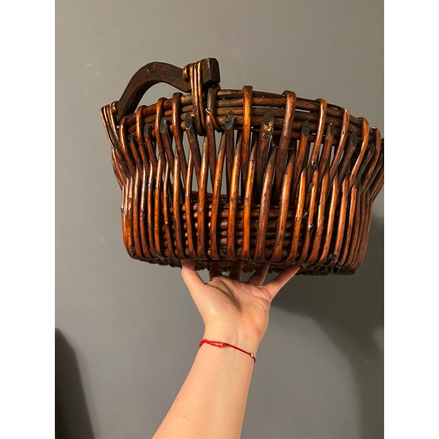 Brown Antique Wicket Basket For Sale - Image 8 of 12